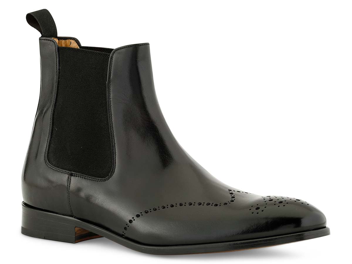 Trevor Chelsea Boot Wingtip in Black Nicol